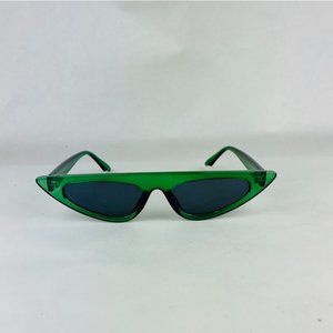 slim cat eye sunglasses with green lens sunglasses
